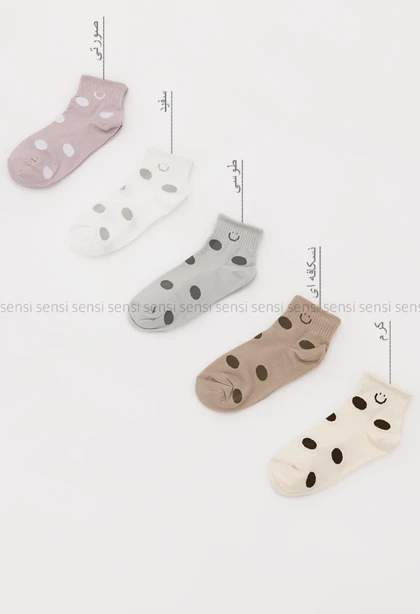 جوراب خال دار نیم ساق پنبه کد1005202