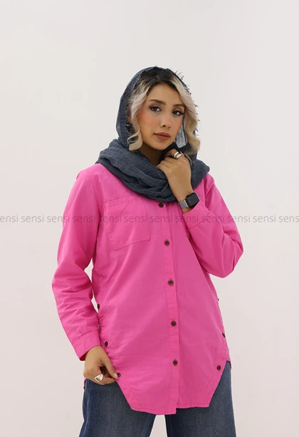 شومیز لینن بغل دکمه کد1005091