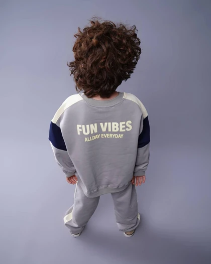 بلوز شلوار جاگر طرح FUN رنگ طوسی کد 3191