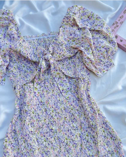 پیراهن کش دوزی گل‌دار شین🌸