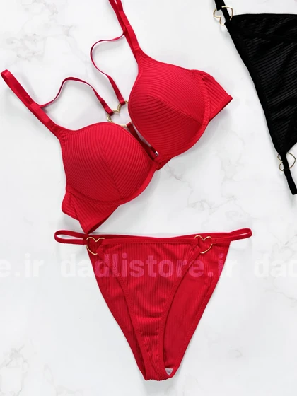 ست شورت و سوتین فنر دار کبریتی هارنس دار قلبی