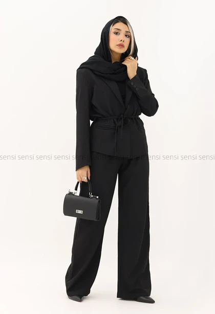 ست کت شلوار کرپ کمر بندی کد1005279