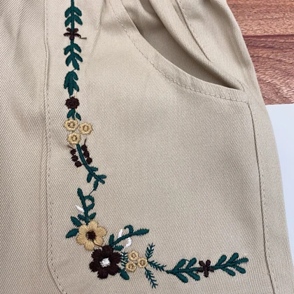 شلوار بگ کتان گلدوزی