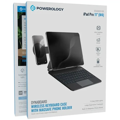 کیف کیبورد دار آیپد پرو 11 اینچ پاورولوژی مدل PWMK11BK با هولدر موبایل