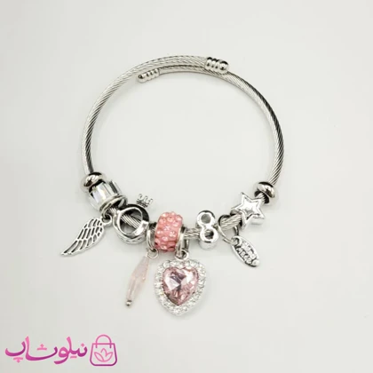 دستبند زنانه پاندورا نقره ای مدل بال فرشته کد 200