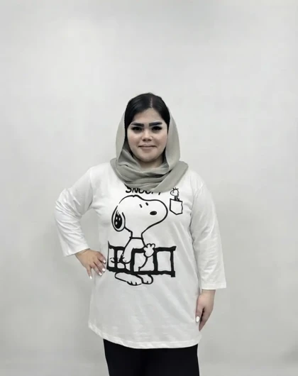 تونیک و تیشرت سایز بزرگ زنانه نخی طرح اسنوپی
