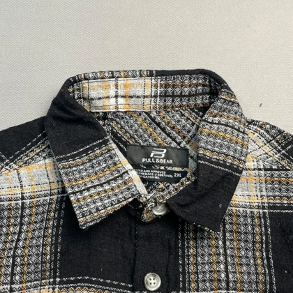 پیراهن پاییزه مردانه چهارخانه مدل classic Black line