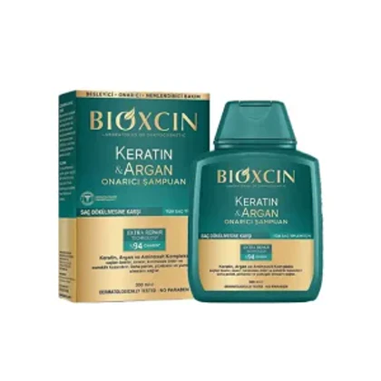 شامپو ترمیم‌کننده و ضدریزش مو کراتین و روغن آرگان بایوکسین Bioxcine Keratin & Argan Repairing Shampoo for Hair Loss