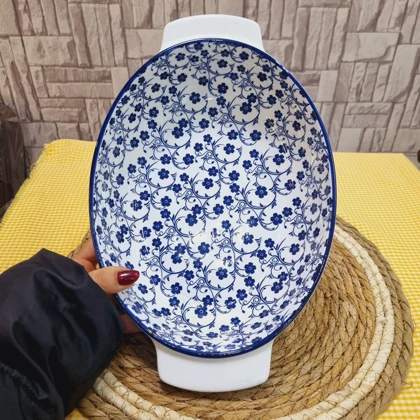 مرغ خوری دسته دار بزرگ دنی هوم طرح گل سرمه ای / BA27