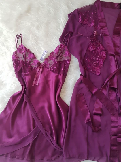 لباس خواب ساتن حریر دو تیکه NBB کد :3820