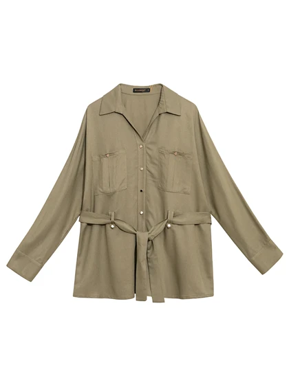 تونیک زنانه ویسکوز آستین بلند یقه مردانه کژوال50102