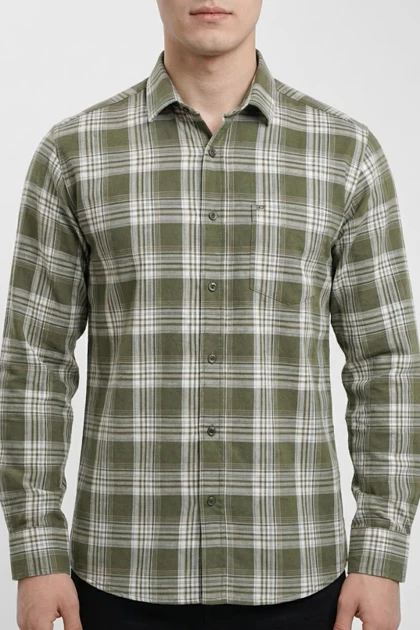 پیراهن مردانه چهارخانه آستین بلند نخ پنبه شیک 422