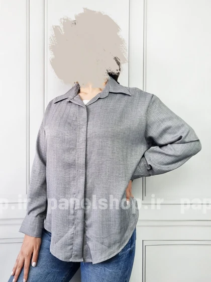شومیز مانتویی جلو دکمه راه راه لمه