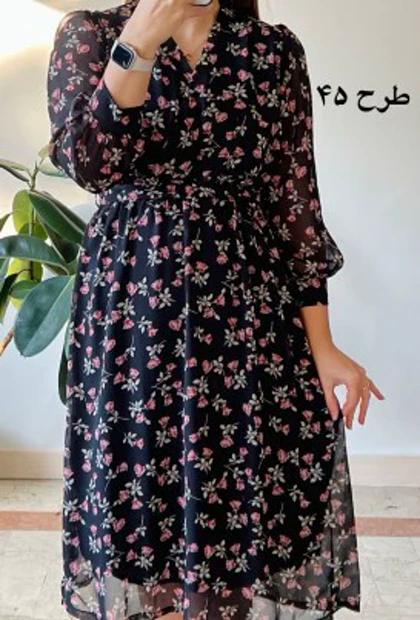 پیراهن حریر سرمه سری 16