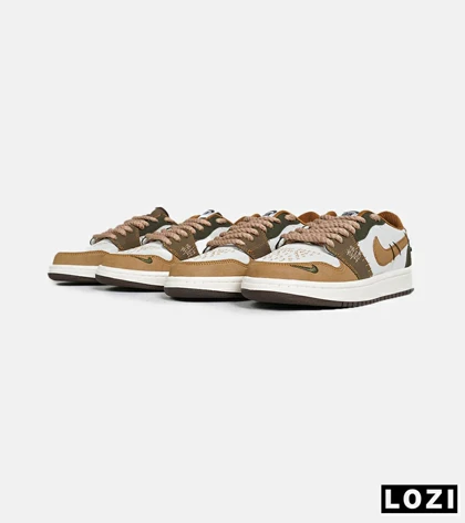 کفش کتانی مردانه و زنانه سفید کرم سبز نایک NIKE jordan Vodoo
