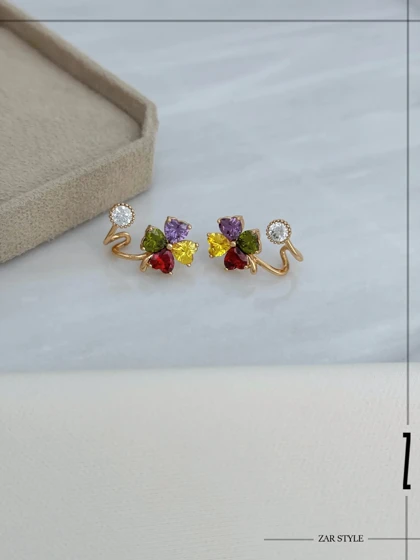 گوشواره ایرکافی گل و نگین