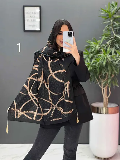 شال حریر نخ طرح گوچی