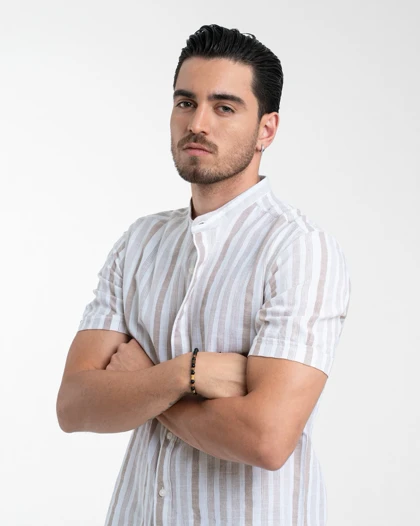 پیراهن لینن راه راه کد 1906