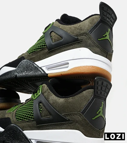 کتانی ساق‌دار زنانه و مردانه سبز زیتونی Nike air jordan 4 مدل 6469