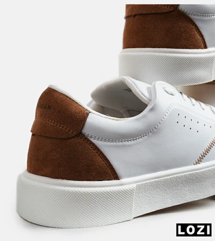 کفش اسنیکرزمردانه سفید قهوه ای PULL & BEAR