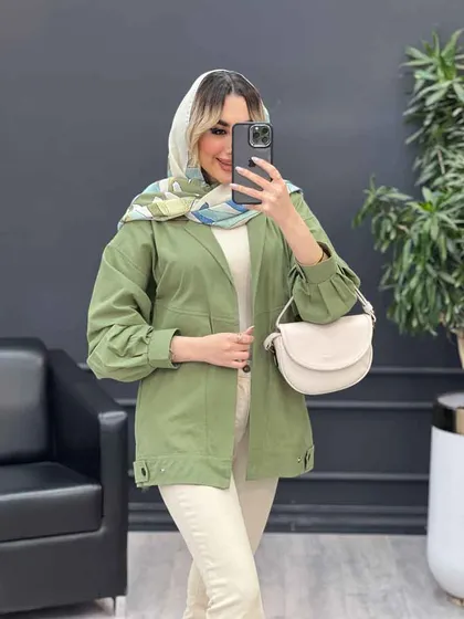 مانتو لینن دو جیب نما پایین پاگن