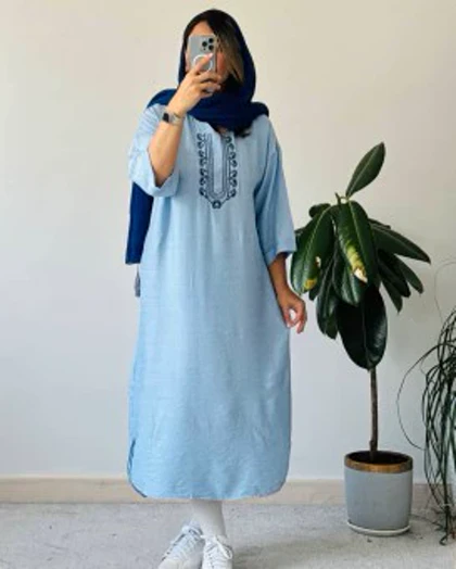 مانتو کفتان برفین با گلدوزی