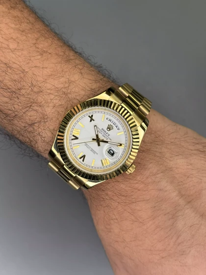 ساعت مچی رولکس دی دیت بند طلایی صفحه سفید Rolex Day-Date