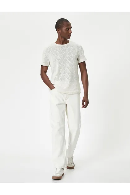 تیشرت روباز آستین کوتاه یقه خدمه 4SAM10767HK