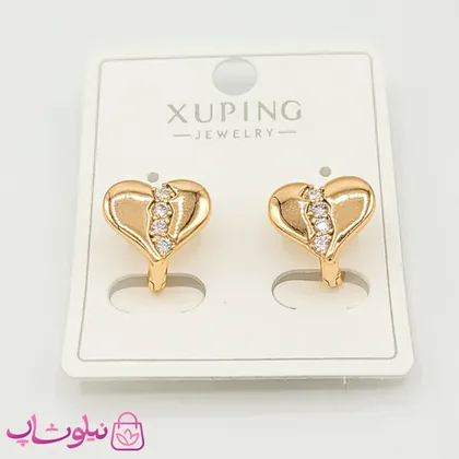 گوشواره ژوپینگ مدل قلب شکسته نگین‌دار