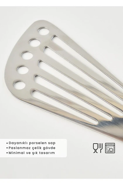 کفگیر شکاف‌دار Bella Maison مدل My Kitchen استیل - سفید