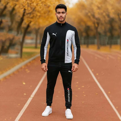 ست سویشرت شلوار مردانه مشکی مدل MotorSport ویژه