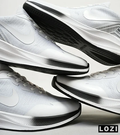 کفش کتانی بزرگ پا سفید مشکی Nike air zoom