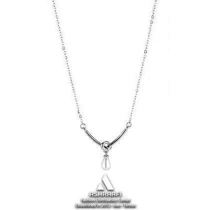 گردنبند نقره‌ای مروارید Pearl Necklace S2
