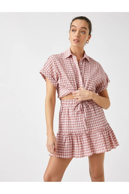 پیراهن آستین کوتاه چهارخانه 2SAK60033EW