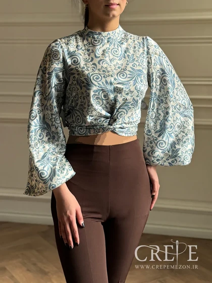 شومیز کراپ آستین پفی