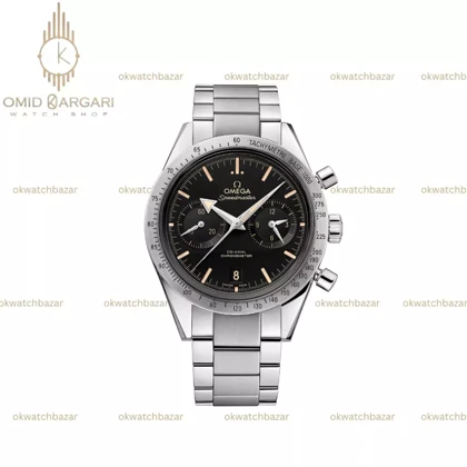 ساعت مچی امگا اسپیدمستر بند سیلور صفحه مشکی Omega Speadmaster