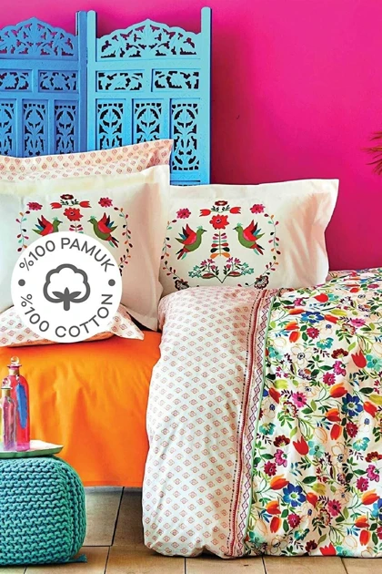 سرویس روتختی دو نفره Karaca Home مدل Parlin پنبه‌ای - سرخابی