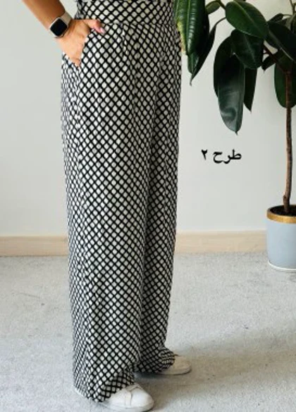 شلوار بگ نخی طرحدار