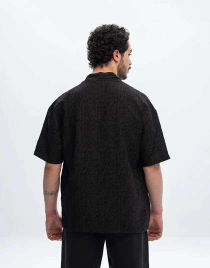 آستین کوتاه ژاکارد یقه انگلیسی