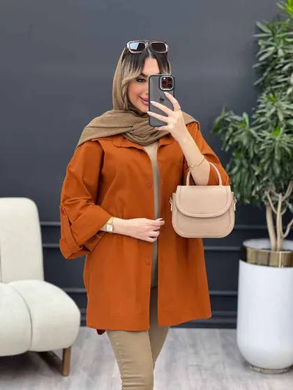 مانتو تک جیب جلو دکمه