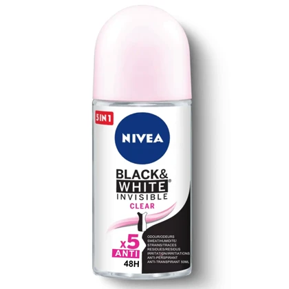 رول ضد تعریق زنانه نیوآ مدل Black &White Clear 48H حجم 50ml