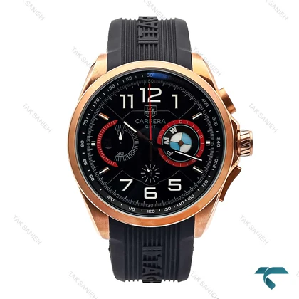 ساعت تگ هویر مردانه BMW رزگلد مشکی Tag-6070-G