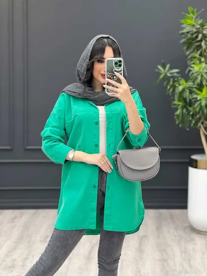 مانتو جین رنگی دو جیب