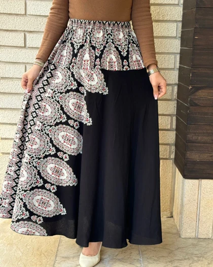 دامن نخی کلوش طرح اندونزی آینه 6877