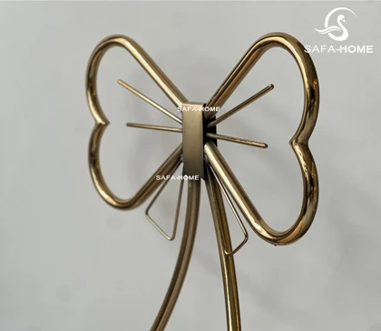 میز چرخ‌خیاطی مدل دوژان طرح پتینه طوسی و صندلی پاپیونی