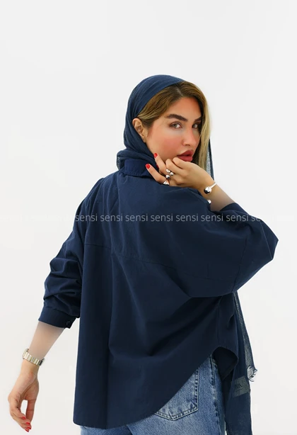شومیز لینن باکسی کیمونو کد1006057