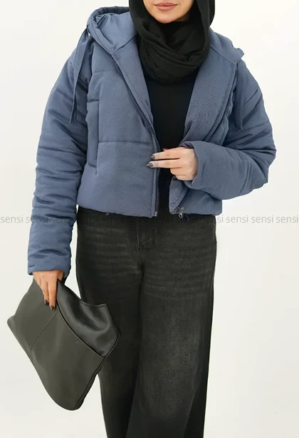 کاپشن کوتاه کتان کج راه کد1004769