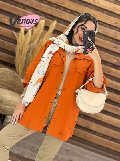 مانتو آستین سه ربع جلو دکمه