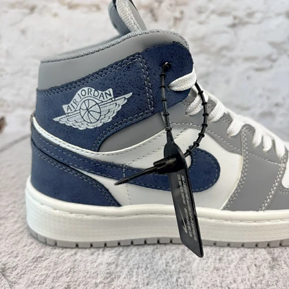 نایک ایر جردن 1 ساق‌دار طوسی سرمه ای (Nike Air Jordan 1 Navy Gray) کد 2341