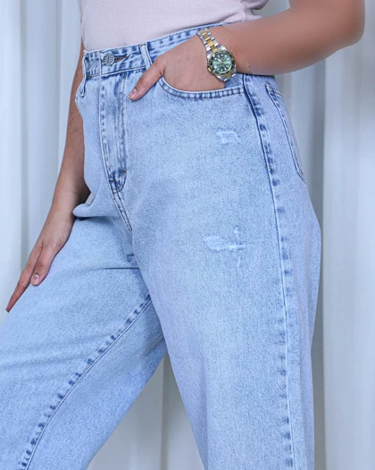 خرید شلوار جین بالنی آبی یخی زنانه سایز 36 تا 44 Balloon Jeans کد 911800